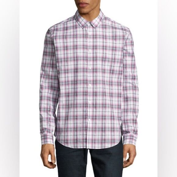 Calvin Klein Classic Fit Roll-Tab Shirt-LIGHT PINK-Large - Picture 1 of 2